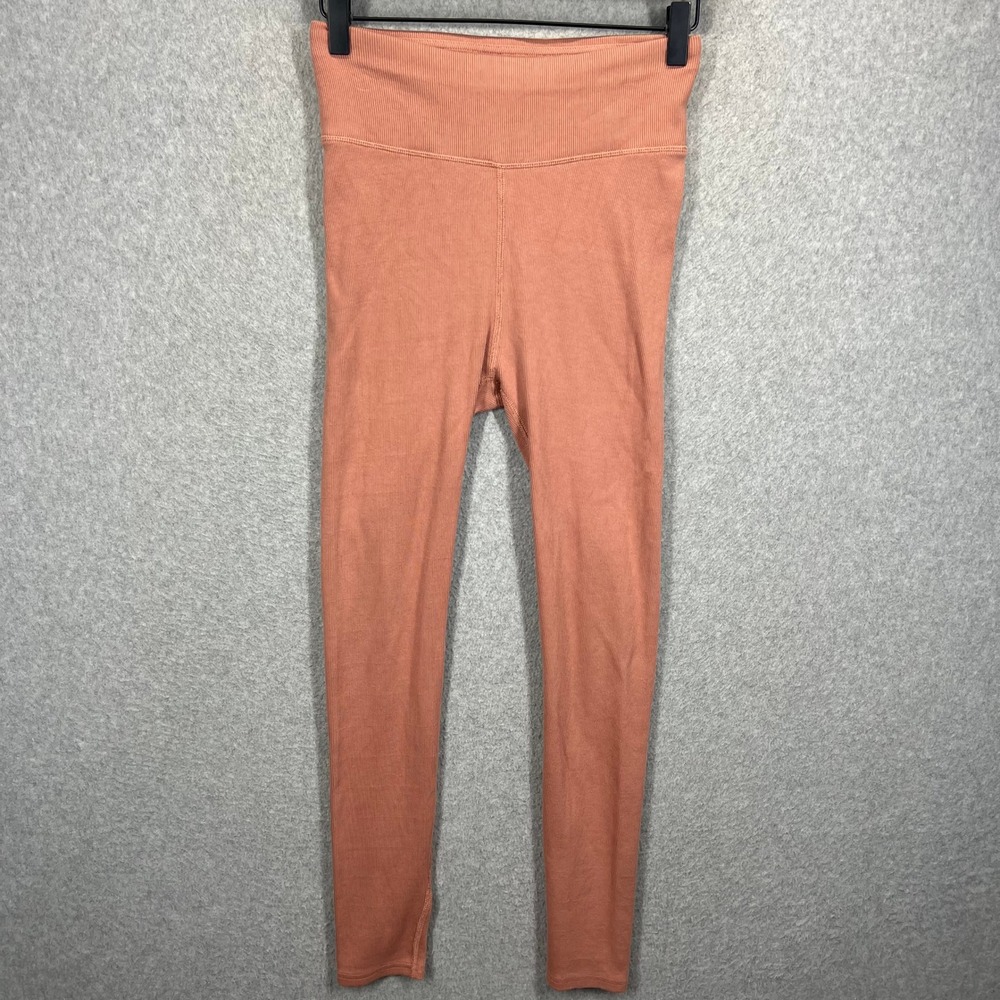 Pact Ribbed Leggings Womens S Terracotta Pink Organic Cotton High Rise EUC